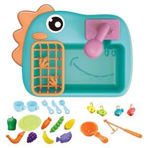 اسباب بازی سینک ظرفشویی و قلاب ماهیگیری رنگ سبز _اسباب بازی لوازم خانگی