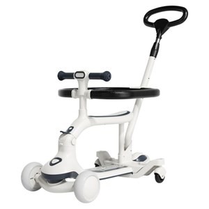 اسکوتر فلزی 3 کاره صندلی دار تاشو با چرخ های چراغدار و موزیکال _اسکوتر