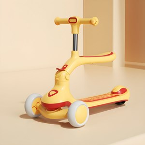 اسکوتر فلزی 3 کاره صندلی دار تاشو با چرخ های چراغدار و موزیکال _اسکوتر