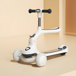 اسکوتر فلزی 3 کاره صندلی دار تاشو با چرخ های چراغدار و موزیکال _اسکوتر