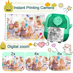 دوربین عکاسی و فیلمبرداری دیجیتال کودک با چاپ فوری حرارتی و رم 32 گیگ سبز_ اسباب بازی دیجیتال و هوشمند