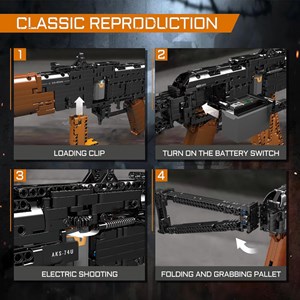 لگو کریتور تفنگ کلاشینکف 1418 قطعه با قابلیت تیر اندازی مدل MOULD KING 14020 AKS47_U Assault Rifle Gun_لگو