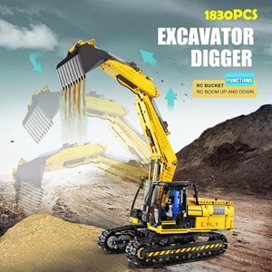 لگو تکنیک ماشین بیل مکانیکی کنترلی 1830 قطعه مدل MOULD KING 13112 Tracked Excavator Remote Controlled_لگو