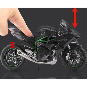 موتور شارژی کاوازاکی نینجا H2R دودزا همراه با پایه مقیاس 1:6 مدل Kawasaki H2R Alloy Racing Motorcycle_ماشین اسباب بازی