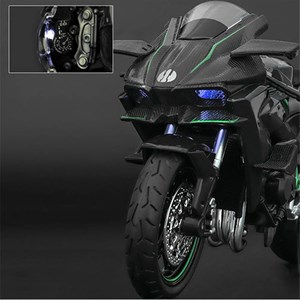 موتور شارژی کاوازاکی نینجا H2R دودزا همراه با پایه مقیاس 1:6 مدل Kawasaki H2R Alloy Racing Motorcycle_ماشین اسباب بازی