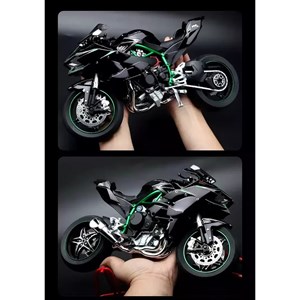 موتور شارژی کاوازاکی نینجا H2R دودزا همراه با پایه مقیاس 1:6 مدل Kawasaki H2R Alloy Racing Motorcycle_ماشین اسباب بازی