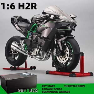 موتور شارژی کاوازاکی نینجا H2R دودزا همراه با پایه مقیاس 1:6 مدل Kawasaki H2R Alloy Racing Motorcycle_ماشین اسباب بازی