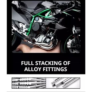 موتور شارژی کاوازاکی نینجا H2R دودزا همراه با پایه مقیاس 1:6 مدل Kawasaki H2R Alloy Racing Motorcycle_ماشین اسباب بازی
