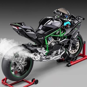 موتور شارژی کاوازاکی نینجا H2R دودزا همراه با پایه مقیاس 1:6 مدل Kawasaki H2R Alloy Racing Motorcycle_ماشین اسباب بازی