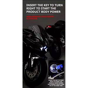 موتور شارژی کاوازاکی نینجا H2R دودزا همراه با پایه مقیاس 1:6 مدل Kawasaki H2R Alloy Racing Motorcycle_ماشین اسباب بازی