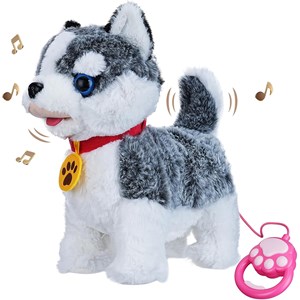 عروسک رباتیک هاپو پشمالو سخنگو و موزیکال با دسته ی کنترلی طوسی مدل Electric Singing Dog Toys 968 _عروسک رباتیک