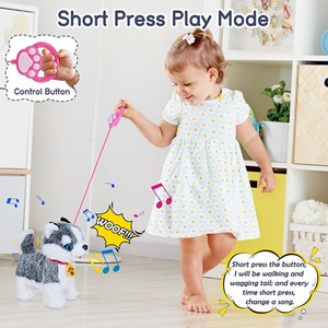 عروسک رباتیک هاپو پشمالو سخنگو و موزیکال با دسته ی کنترلی طوسی مدل Electric Singing Dog Toys 968 _عروسک رباتیک