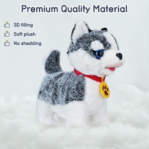 عروسک رباتیک هاپو پشمالو سخنگو و موزیکال با دسته ی کنترلی طوسی مدل Electric Singing Dog Toys 968 _عروسک رباتیک