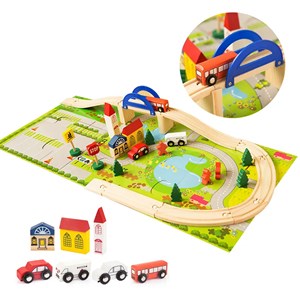 پازل شهر کوچک چوبی همراه با قطار و ریل، 40 قطعه مدل 861 Rail Overpass Wooden_لگو