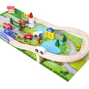 پازل شهر کوچک چوبی همراه با قطار و ریل، 40 قطعه مدل 861 Rail Overpass Wooden_لگو