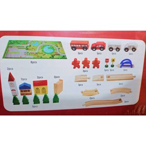 پازل شهر کوچک چوبی همراه با قطار و ریل، 40 قطعه مدل 861 Rail Overpass Wooden_لگو