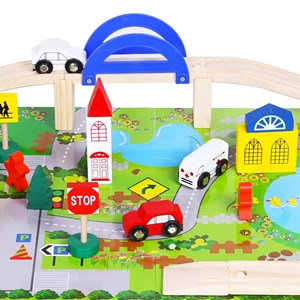 پازل شهر کوچک چوبی همراه با قطار و ریل، 40 قطعه مدل 861 Rail Overpass Wooden_لگو