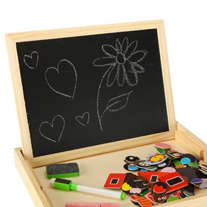 تخته سه کاره آهنربایی، وایت برد و تخته سیاه به همراه ماژیک و گچ رنگی طرح مزرعه شادی_اسباب بازی علمی