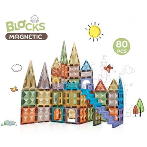 اسباب بازی ساختنی تایل مگنتی 80 قطعه مدل Magnetic Blocks_لگو