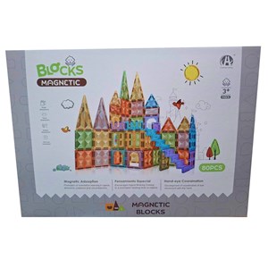 اسباب بازی ساختنی تایل مگنتی 80 قطعه مدل Magnetic Blocks_لگو