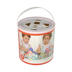 بلوک چوبی خانه سازی بریکس سطلی 115 قطعه با صفحه بازی مدل JHTOY 126_لگو