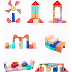 بلوک چوبی خانه سازی بریکس سطلی 115 قطعه با صفحه بازی مدل JHTOY 126_لگو