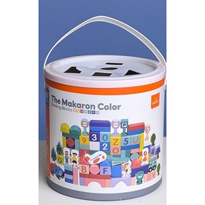 بلوک چوبی خانه سازی بریکس سطلی 108 قطعه با صفحه بازی مدل JHTOY 139 _لگو