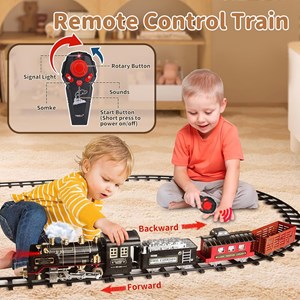 قطار اسباب بازی کنترلی شارژی موزیکال دودزا به همراه ریل_ماشین اسباب بازی