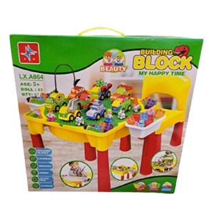 میز و صندلی لگو بازی همراه با 67 قطعه لگو ( میز چند کاره همراه با صندلی ) مدل lxA864_اتاق کودک