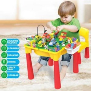 میز و صندلی لگو بازی همراه با 67 قطعه لگو ( میز چند کاره همراه با صندلی ) مدل lxA864_اتاق کودک