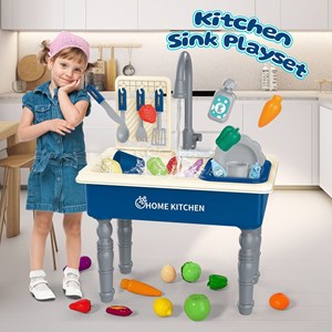 اسباب بازی سینک ظرفشویی پایه دار کودک 33 قطعه مدل Play Kitchen Sink Toys 1234_اسباب بازی لوازم خانگی