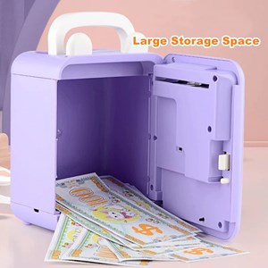 گاوصندوق اثر انگشتی رمز دار باتری خور طرح کرومی مدل MINI BANK 313_ اسباب بازی مشاغل