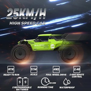 ماشین کنترلی آفرود سرعتی فلزی مقیاس 1:14 رنگ سبز مدل RC Racing Car 326_ماشین کنترلی