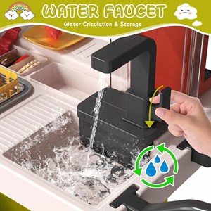 ست اسباب بازی آشپزخانه 88 تکه با بخار، سینک و صندوق فروش فست فود مدل Fast Food Shop 889_اسباب بازی لوازم خانگی
