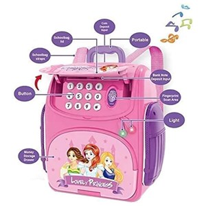 قلک مدل كوله پشتي رمزدار موزیکال طرح پرنسس School Bag Cash Box Musical_کیف و کوله پشتی