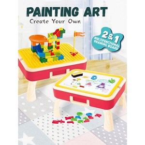 میز دو کاره خلاقیت لگو بازی و وایت برد 58 قطعه_اتاق کودک