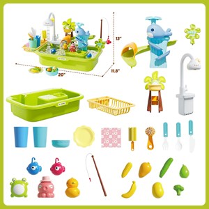 اسباب بازی سینک ظرفشویی و قلاب ماهیگیری 39 قطعه مدل 810 Vegetable Washing Basin_اسباب لوازم خانگی