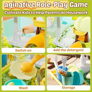 اسباب بازی سینک ظرفشویی و قلاب ماهیگیری 39 قطعه مدل 810 Vegetable Washing Basin_اسباب لوازم خانگی