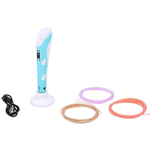 قلم طراحی سه بعدی با نمایشگر LCD و 3 عدد فیلامنت PLA رنگ آبی_ اسباب بازی علمی