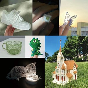 قلم طراحی سه بعدی با نمایشگر LCD و 3 عدد فیلامنت PLA رنگ آبی_ اسباب بازی علمی