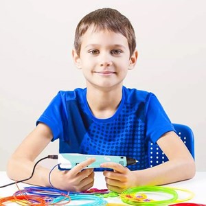 قلم طراحی سه بعدی با نمایشگر LCD و 3 عدد فیلامنت PLA رنگ آبی_ اسباب بازی علمی