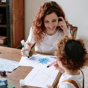 قلم طراحی سه بعدی با نمایشگر LCD و 3 عدد فیلامنت PLA رنگ آبی_ اسباب بازی علمی