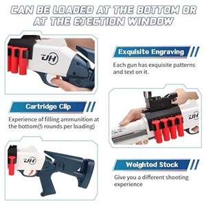 تفنگ اسباب بازی دولول پوکه پران تیر اسفنجی مدل Soft Bullet Toy Gun 2027_تفنگ اسباب بازی