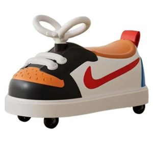 چهار چرخ موزیکال و چراغدار کودک طرح کتانی نایک رنگ نارنجی_دوچرخه