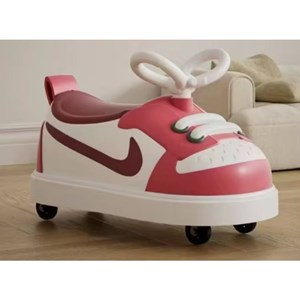 چهار چرخ موزیکال و چراغدار کودک طرح کتانی نایک رنگ صورتی_دوچرخه