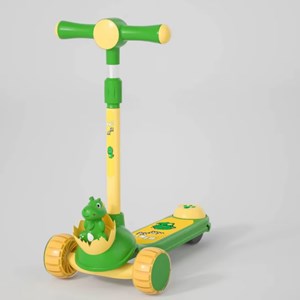 اسکوتر 3 کاره صندلی دار تاشو با 5 چرخ چراغدار و موزیکال رنگ سبز_اسکوتر