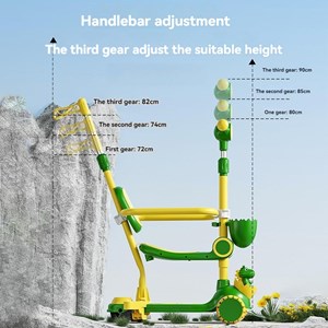 اسکوتر 3 کاره صندلی دار تاشو با 5 چرخ چراغدار و موزیکال رنگ قهوه ای_اسکوتر