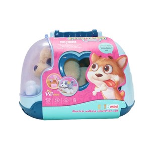 سگ خانگی به همراه قفس و وسایل آرایشی رنگ کرم کد 1059_عروسک رباتیک