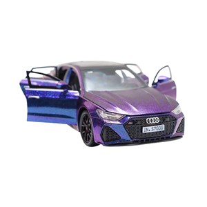 ماشین فلزی آئودی موزیکال با چراغ، کمک‌ فنر و درب‌ های بازشو رنگ بنفش_ماشین اسباب بازی