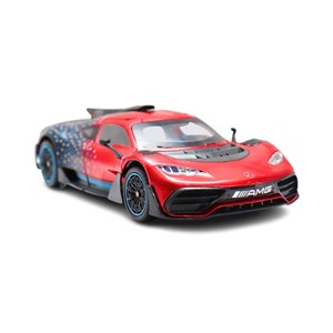 ماشین فلزی بنز موزیکال با چراغ، کمک‌ فنر و درب‌ های بازشو رنگ قرمز_ماشین اسباب بازی